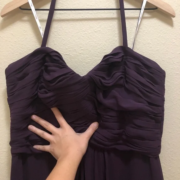 Monique Lhuillier Strapless Chiffon Gown Purple 12 - Picture 14 of 15